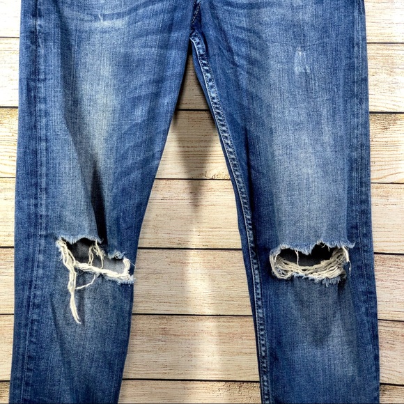 H&M Distressed Low Waist Boyfriend Blue Jeans - Picture 3 of 7